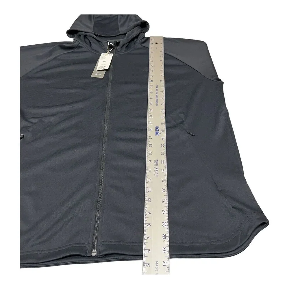 Adidas Hoodie Men 2XL Orange Full-Zip DH9071 Grey Activewear Running Outdoors - Picture 3 of 14